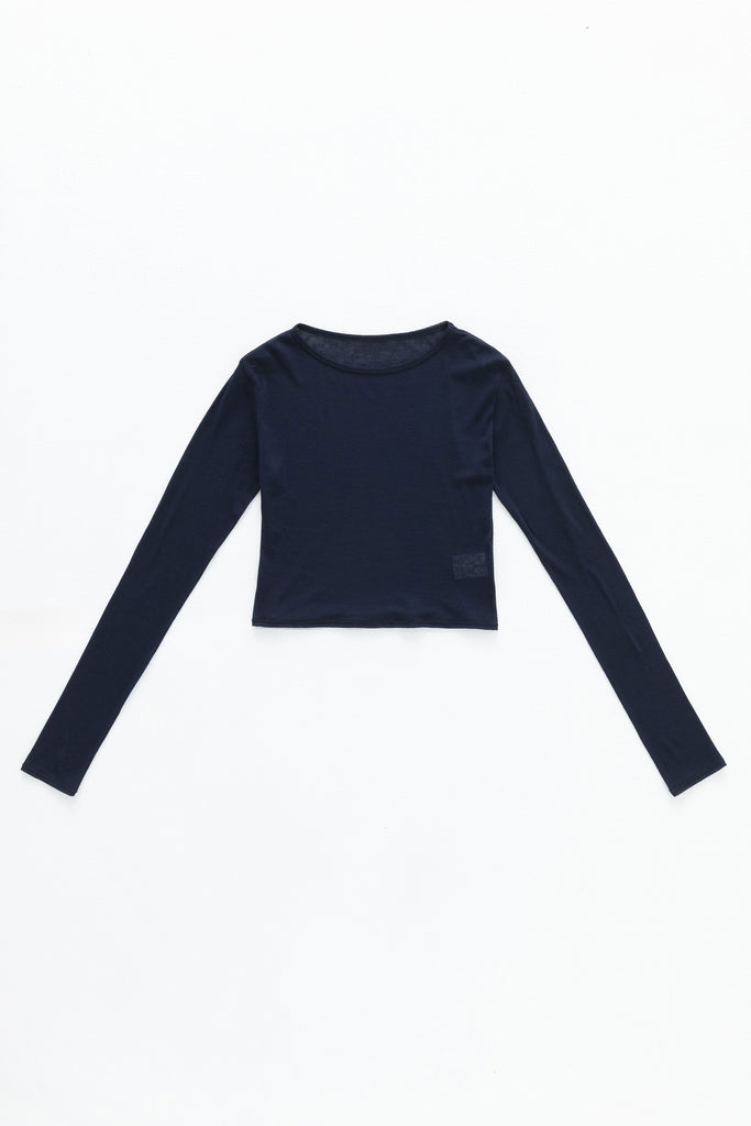 Crew Neck Cropped Top Navy – Tu es mon Tresor