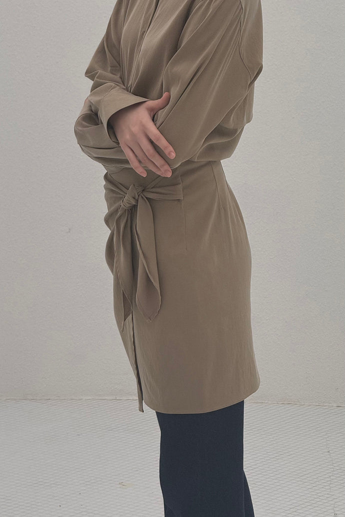 Wrap Shirt Dress Beige