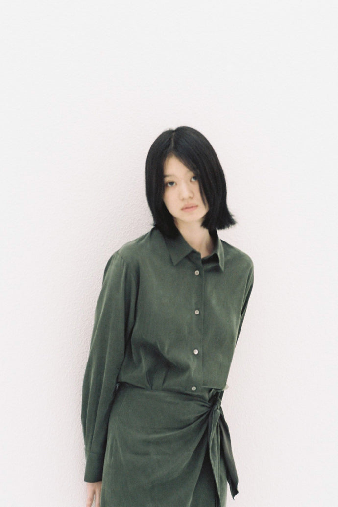 Wrap Shirt Dress D.Olive