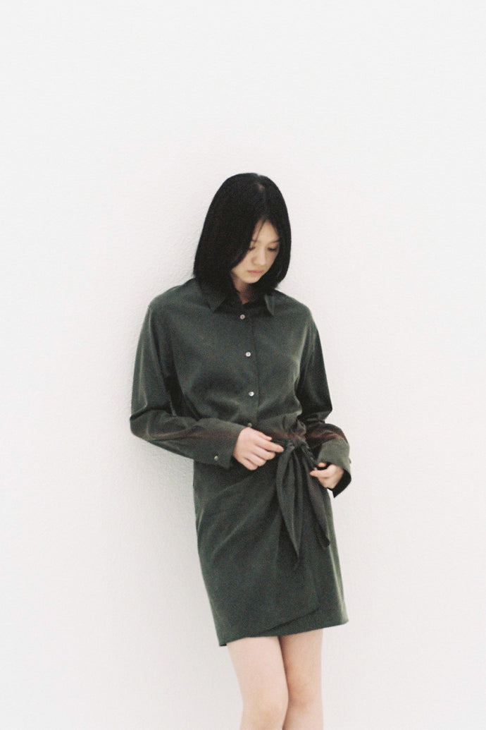 Wrap Shirt Dress D.Olive
