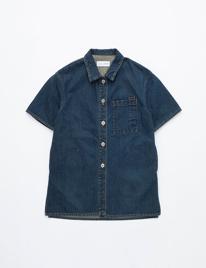 Short Sleeve Denim Jacket Solid 1wash