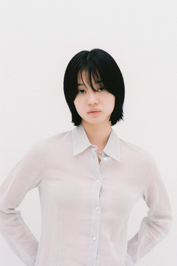 Cotton Lawn Sheer Shirt L.Grey