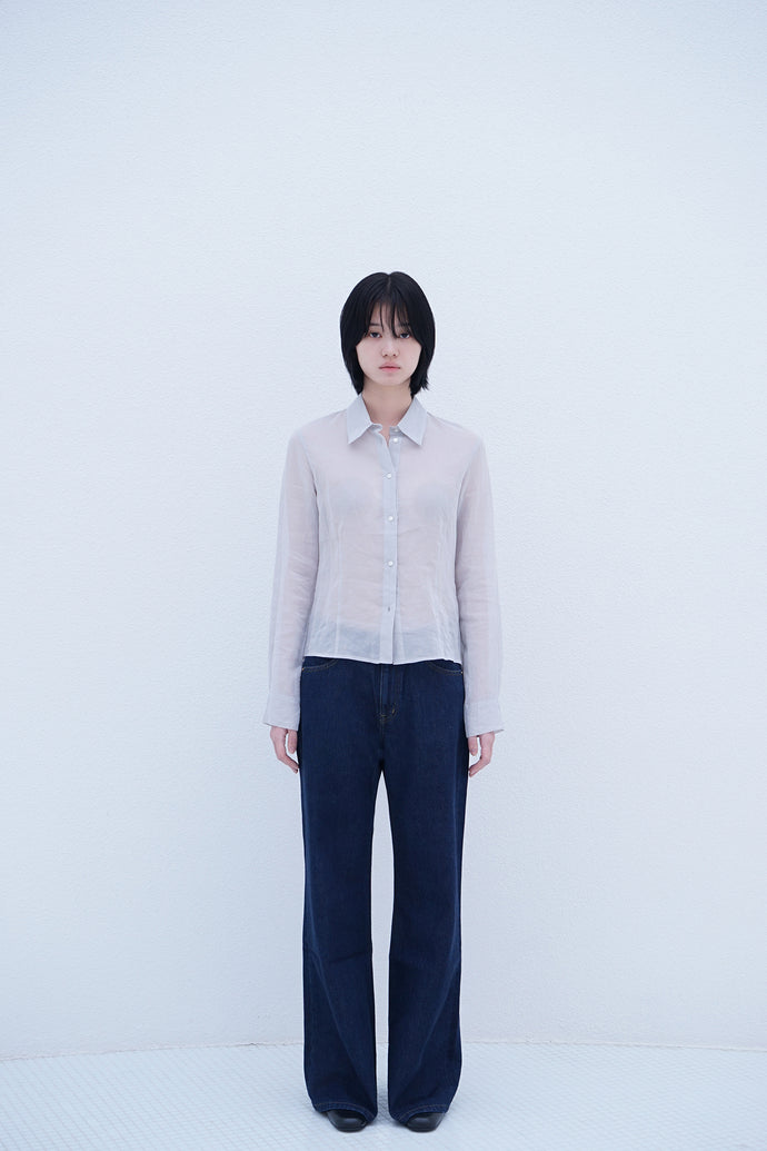 Cotton Lawn Sheer Shirt L.Grey