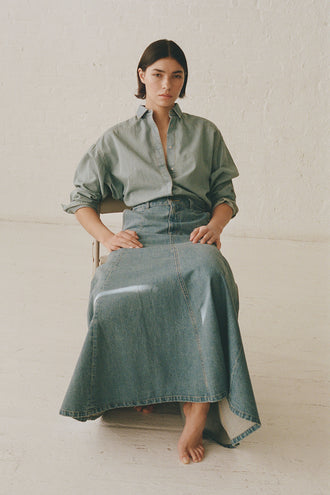 The Topaz Denim Skirt Solid 3year