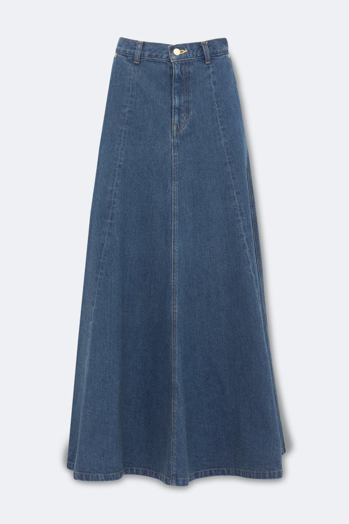 The Topaz Denim Skirt Solid 1wash