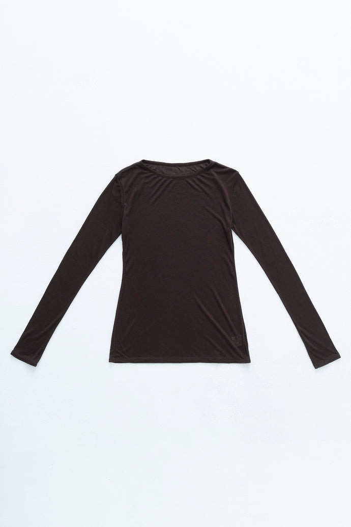 Crew Neck Top Cashmere-Blended Brown