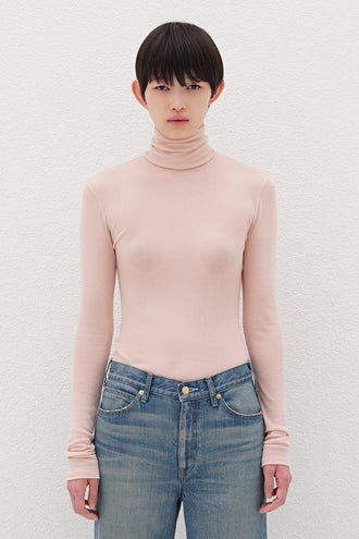 Turtleneck Top Cashmere-Blended Pink