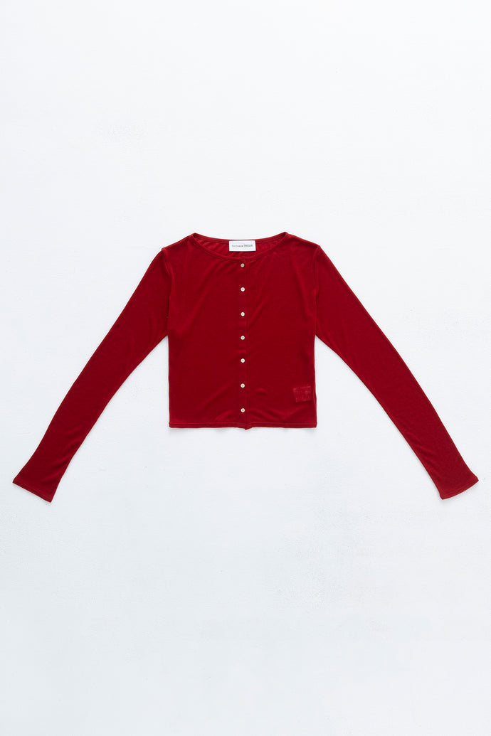 Cropped Cardigan Cashmere-Blended Red