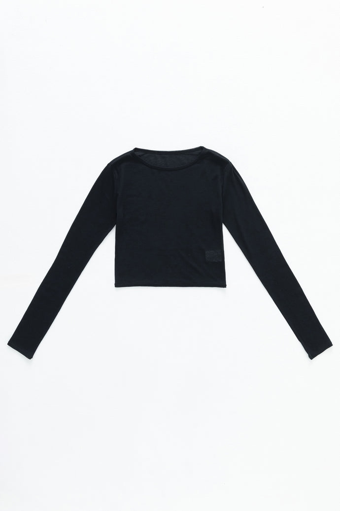 Crew Neck Cropped Top Black