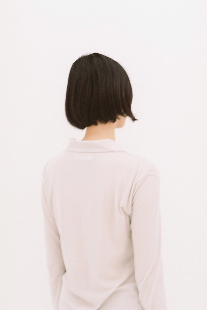 Long-Sleeve Polo Shirt Greige