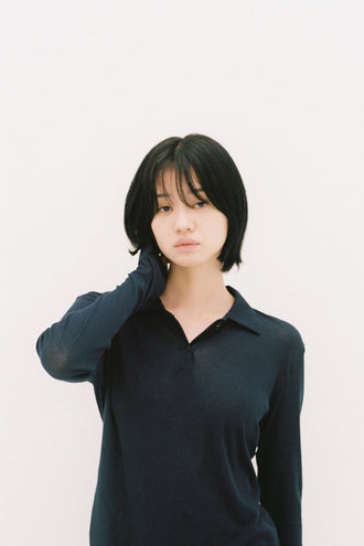 Long-Sleeve Polo Shirt Navy